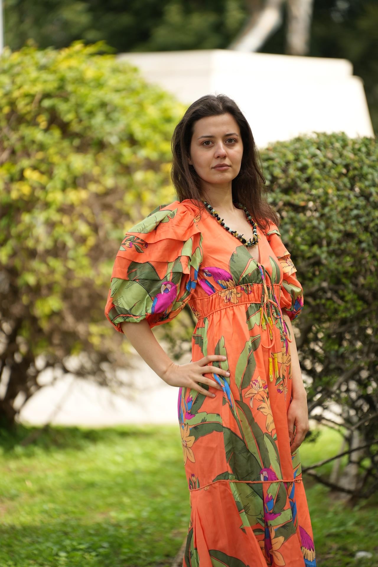 Orange Patterned Bohemian Dress