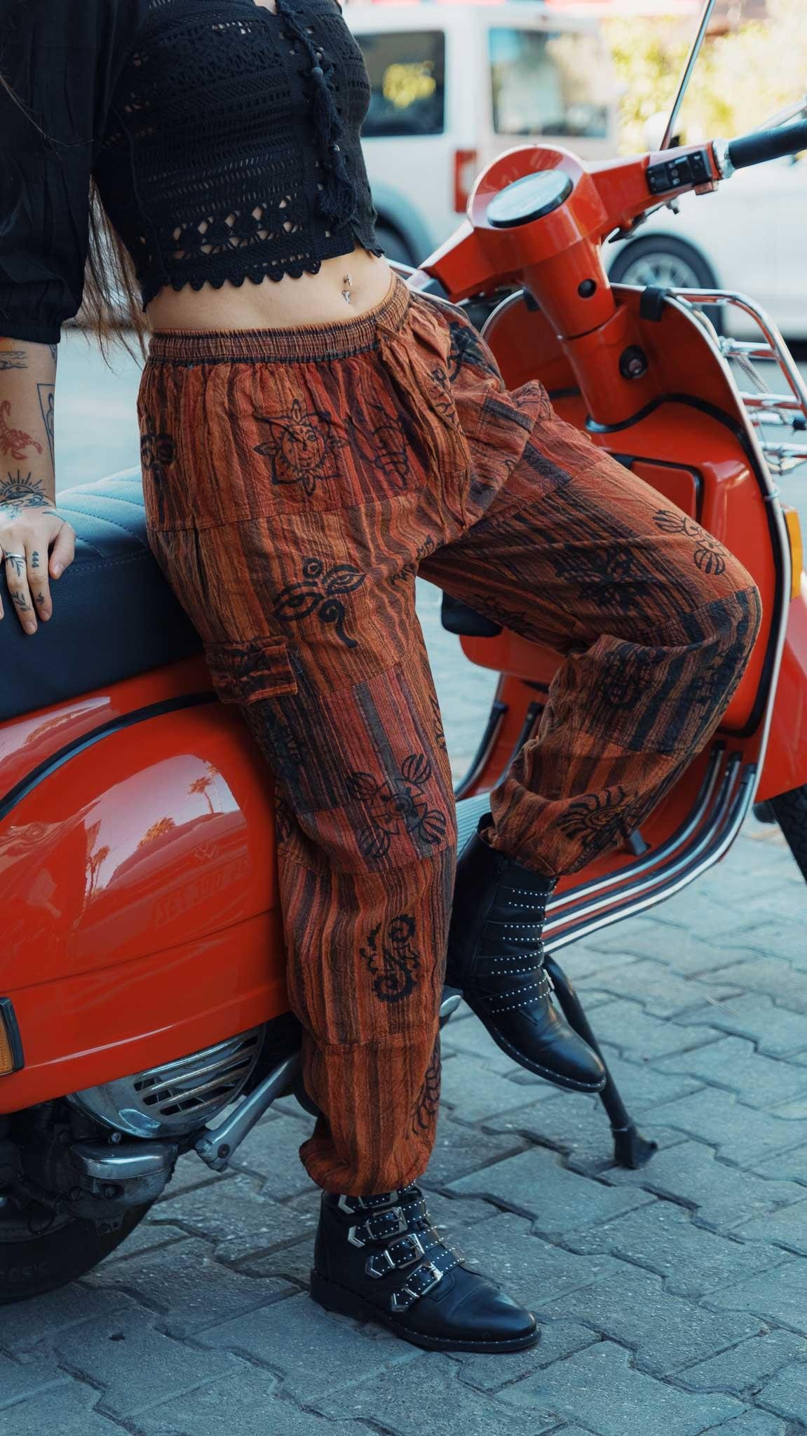 Unisex Bohem Nepal Patchwork Şalvar Pantolon