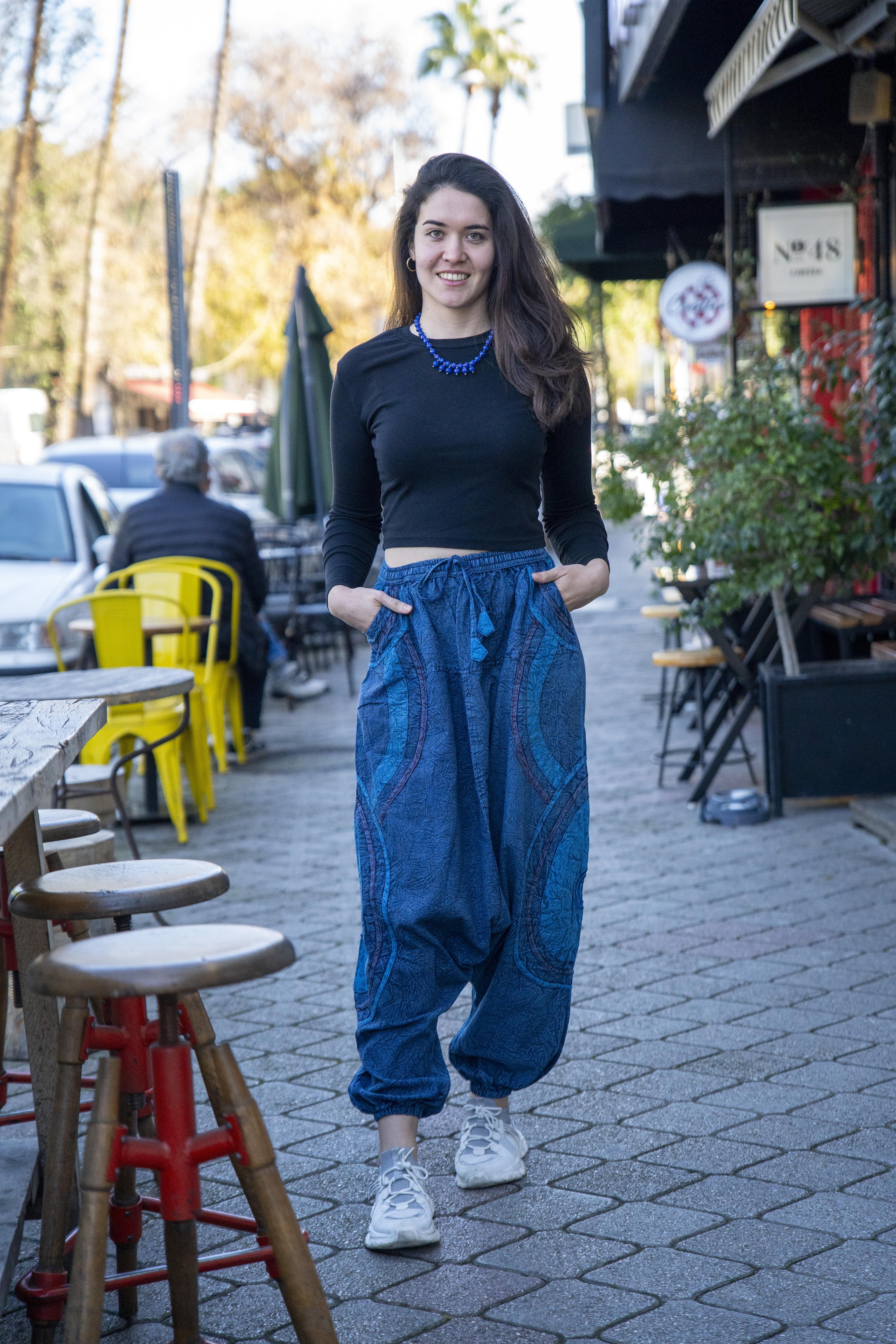 Unisex Mavi Renk Bohem Nepal Şalvar