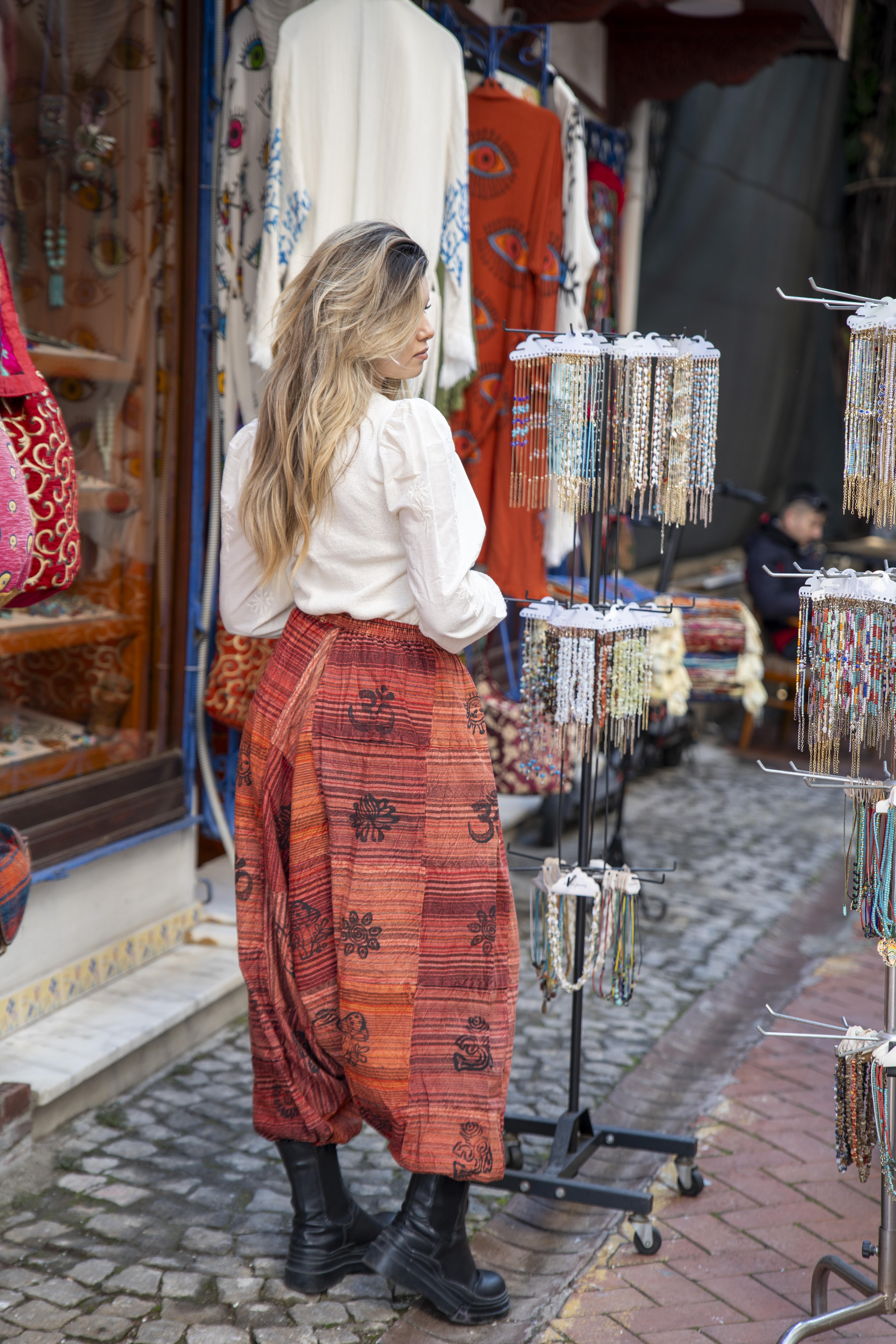 Kiremit Unisex Nepal Patchwork Şalvar 