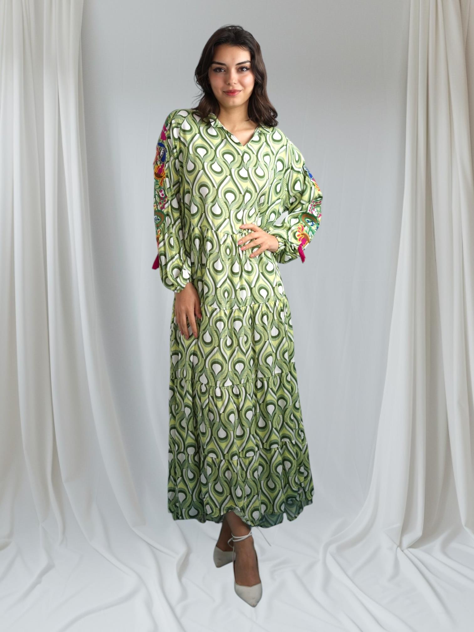 Green Droplet Pattern Dress