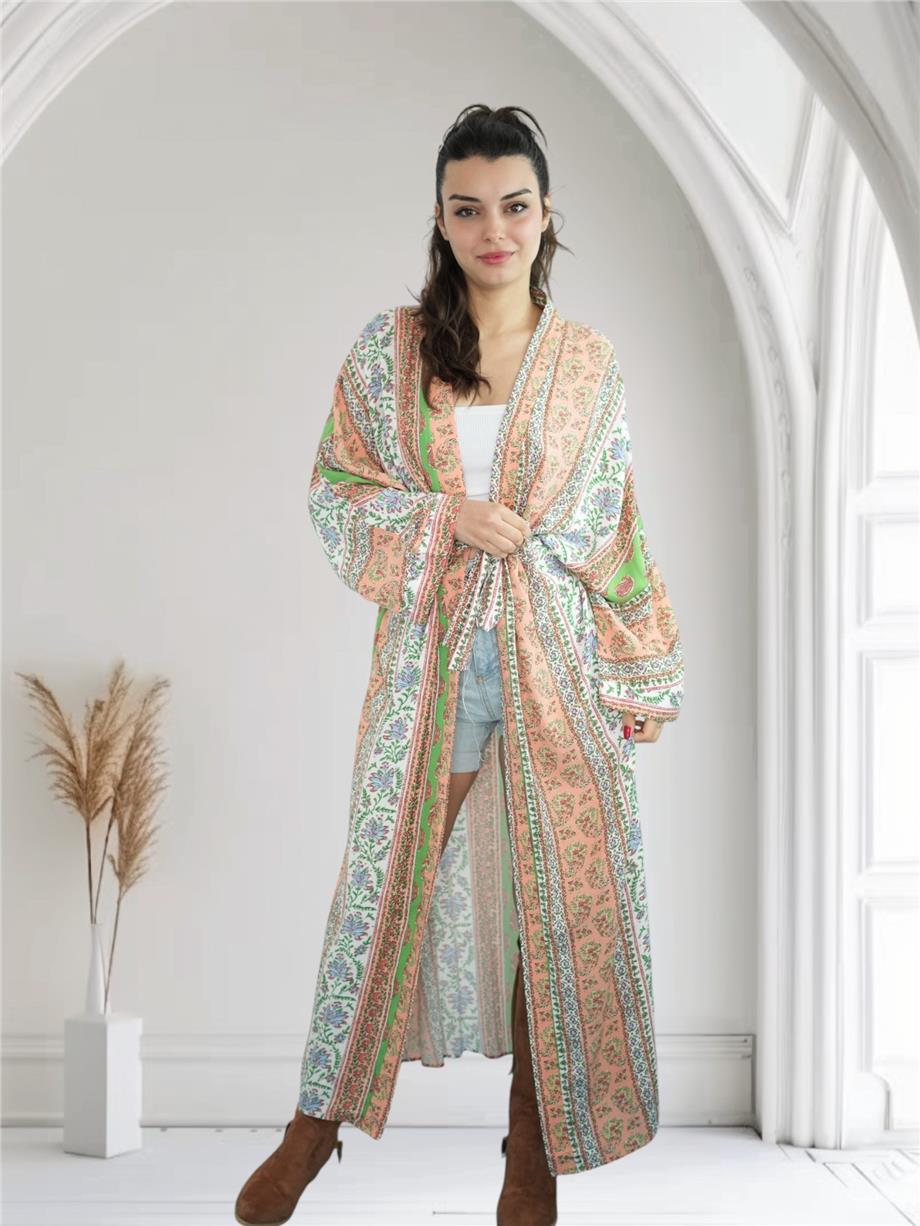 Green Patterned Kaftan