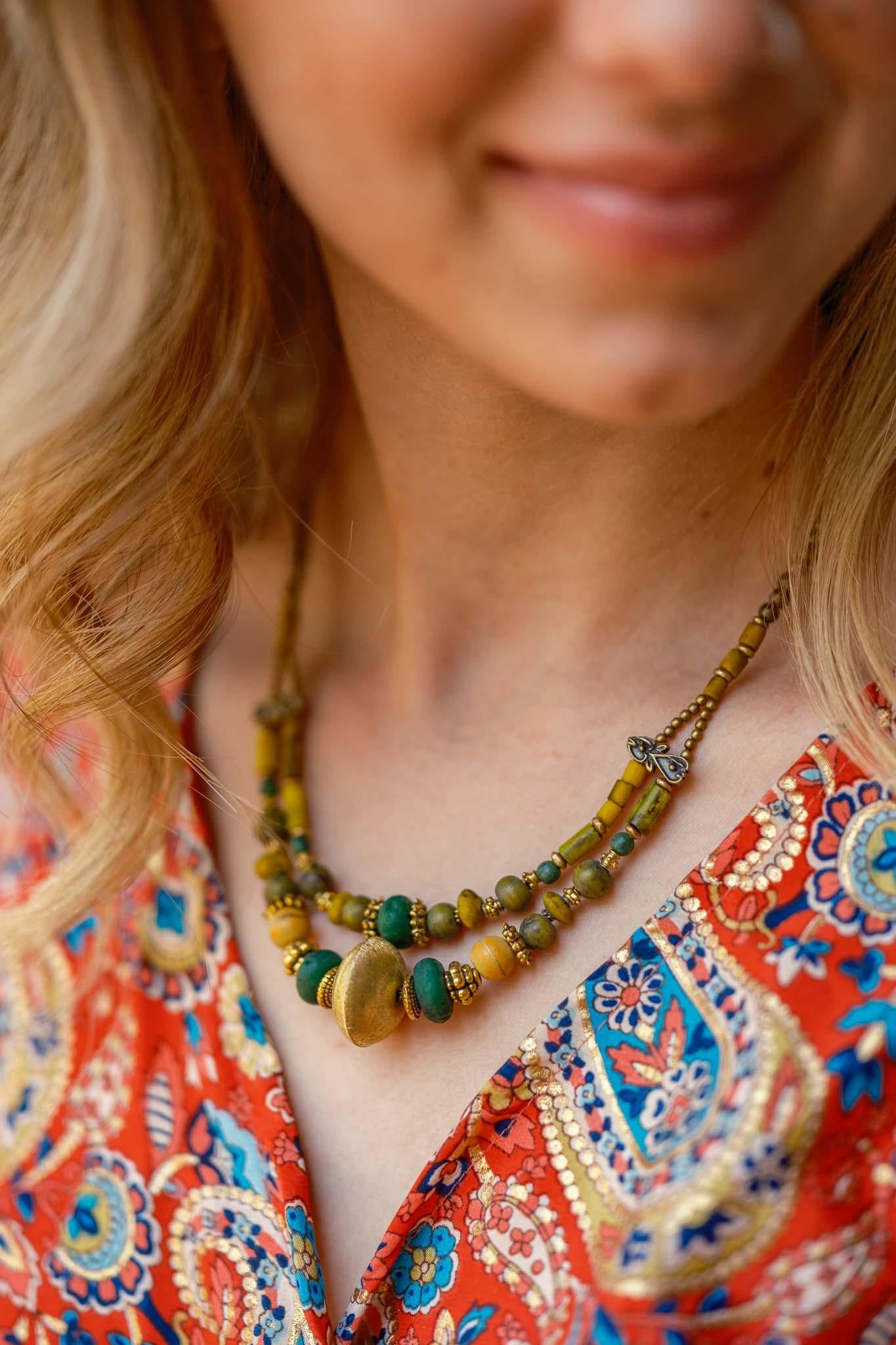 Yeşil & Hardal Harmoni Kolye