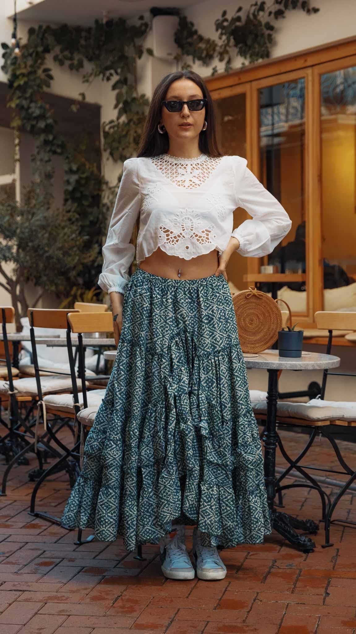 White Laser Cut Bohemian Blouse