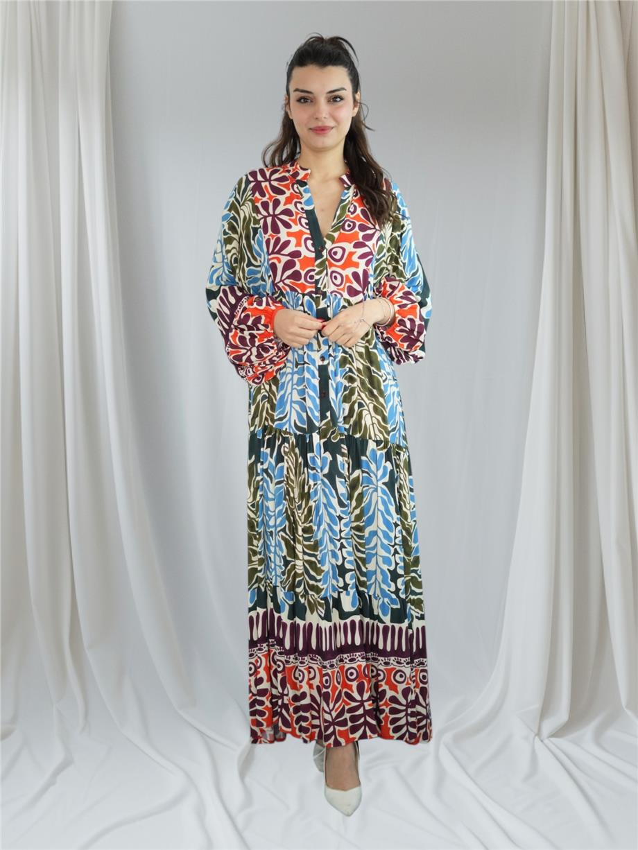 Green Leaf Patterned Dress