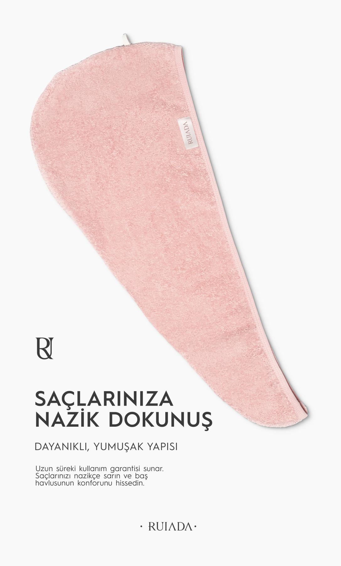 %100 Pamuk Saç Kurutma Bonesi/havlusu Lastikli Ve Düğmeli (Fuşya)