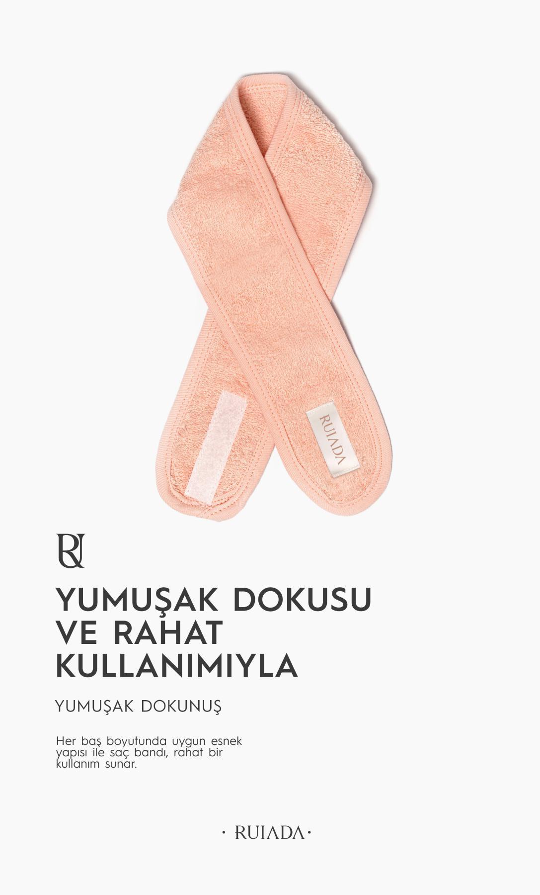 %100 Pamuk Saç / Makyaj Bandı Spor-Yoga-Spa-Cilt Bakım (Fuşya)