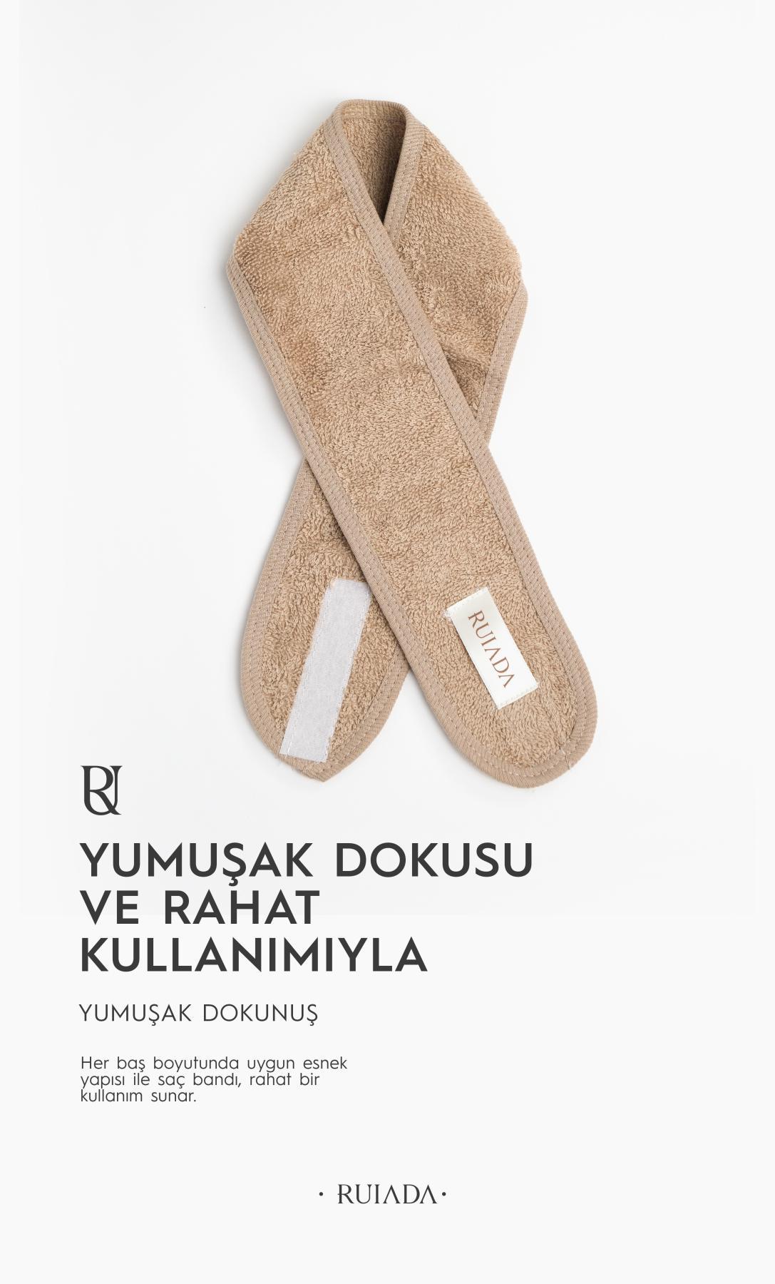 %100 Pamuk Saç / Makyaj Bandı Spor-Yoga-Spa-Cilt Bakım (Brown)