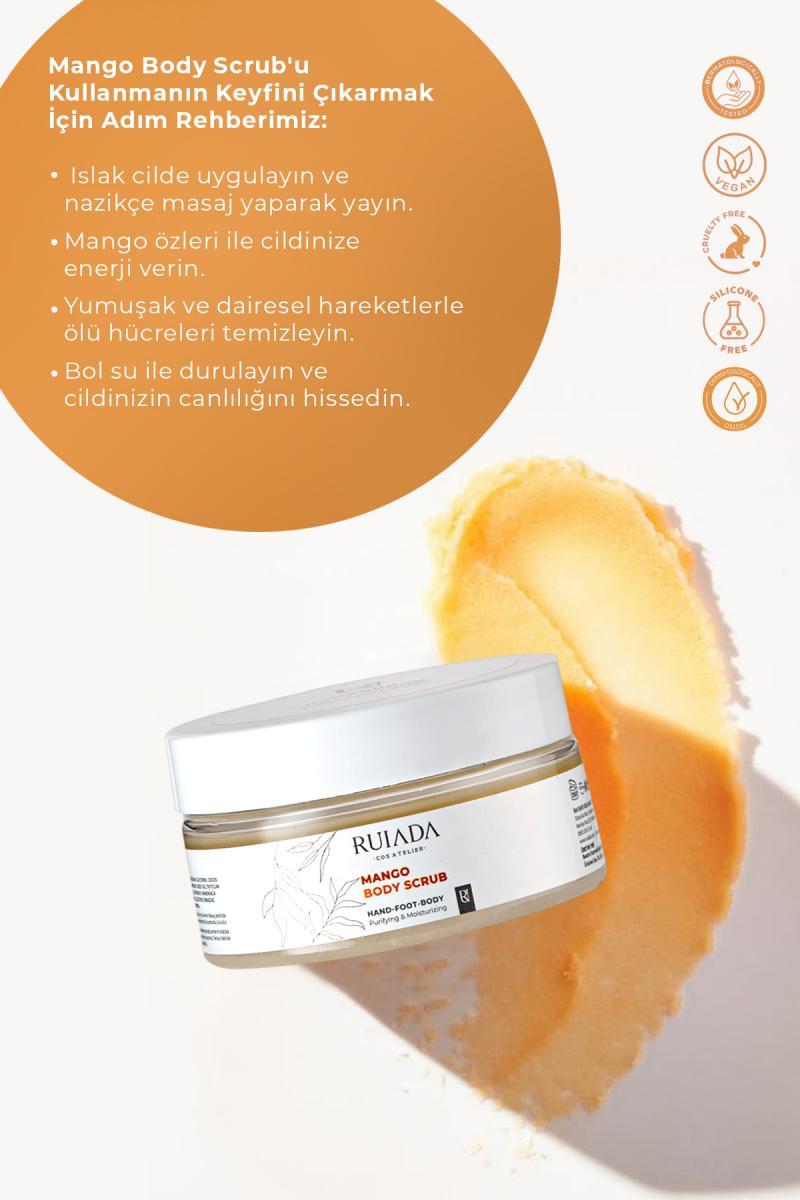 Mango Body Scrub Besleyici Arındırıcı Nemlendirici Vücut Peelingi 250 ml. (Hand-Foot-Body)