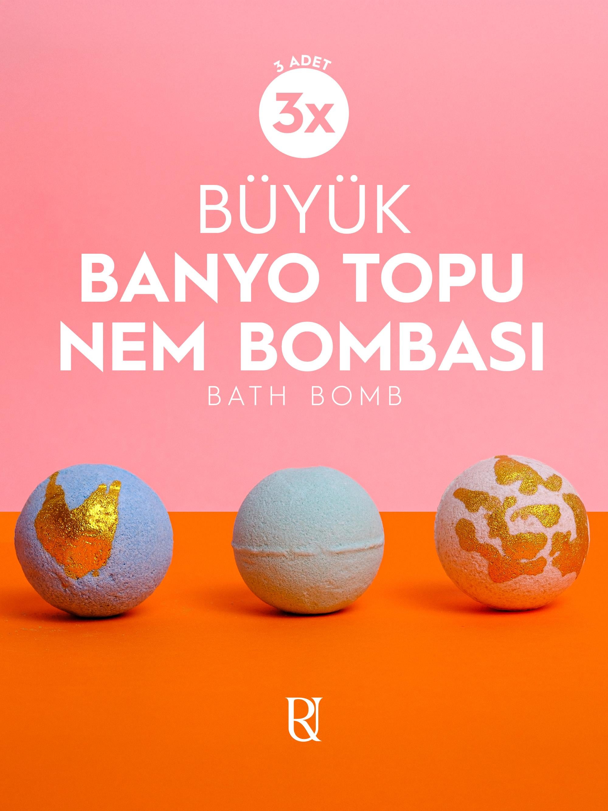 Nem Bombası Banyo Topu – Cilt Nemlendirici ve Rahatlatıcı Etki - Büyük Boy (115 gr x 3 Adet)