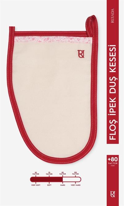 +80 Factor Kırmızı Kalın Banyo Duş Kesesi Peeling Eldiveni %100 Floş İpek  Unisex