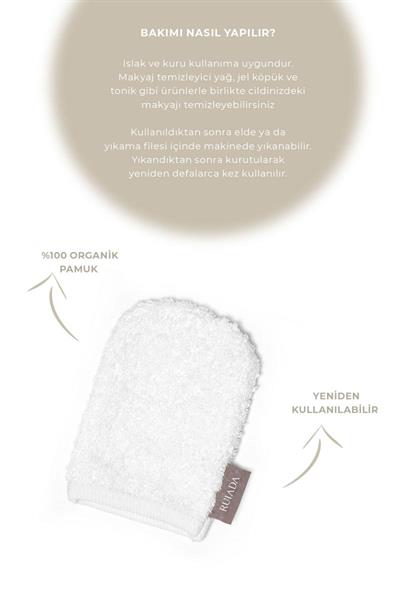 Ekru Yıkanabilir Makyaj Temizleme Pedi - %100 Organik Pamuk - 4lü 