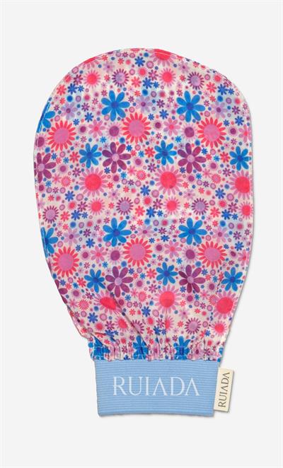 Flowers Series +50 Factor %100 Floş Ipek Ince Banyo Duş Kesesi Peeling Eldiveni (TURQUOISE)