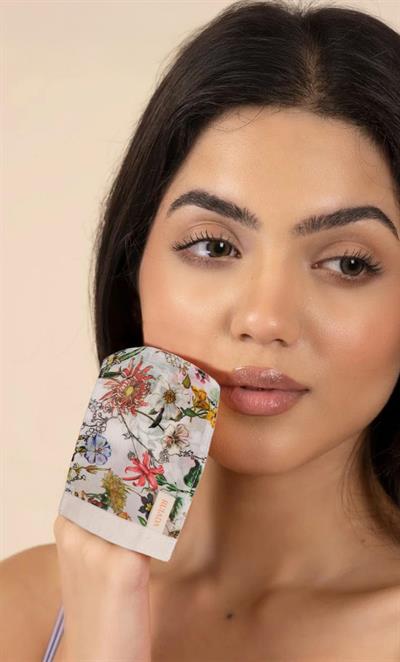 Flowers Series +50 Factor Yüz Kesesi %100 Floş İpek (WHITE)