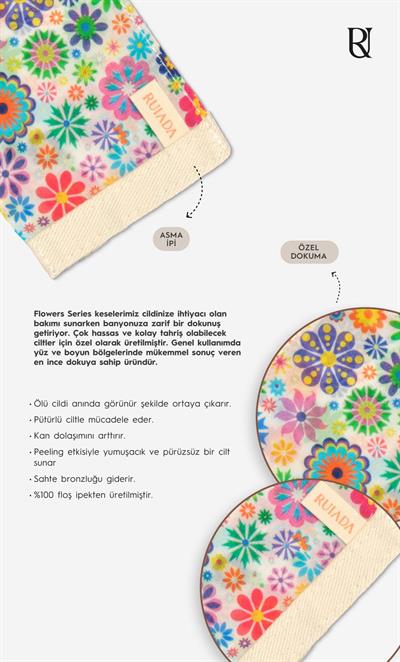 Flowers Series +50 Factor Yüz Kesesi %100 Floş İpek (BLUE)