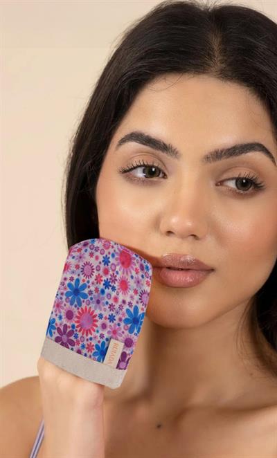 Flowers Series +50 Factor Yüz Kesesi %100 Floş İpek (TUQUAISE)