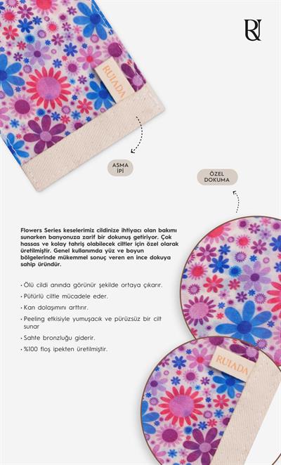 Flowers Series +50 Factor Yüz Kesesi %100 Floş İpek (TUQUAISE)