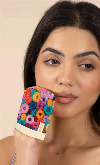 Flowers Series +50 Factor Yüz Kesesi %100 Floş İpek (PINK)