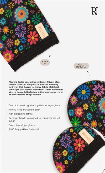 Flowers Series +50 Factor Yüz Kesesi %100 Floş İpek (BLACK)