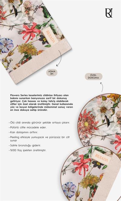 Flowers Series +50 Factor Yüz Kesesi %100 Floş İpek (WHITE)