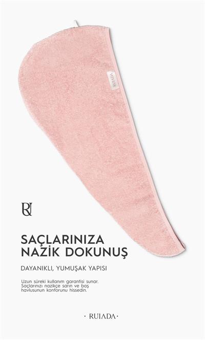 %100 Pamuk Saç Kurutma Bonesi/havlusu Lastikli Ve Düğmeli (Fuşya)