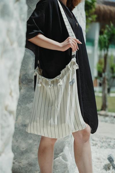 Peştemale Dönüşen Plaj Çantası %100 Organik Pamuk