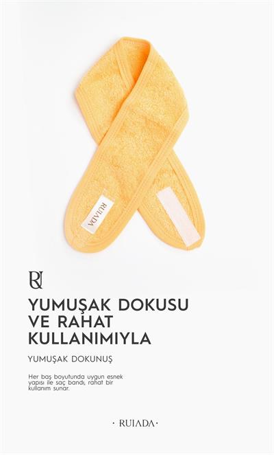 %100 Pamuk Saç / Makyaj Bandı Spor-Yoga-Spa-Cilt Bakım (Orange)