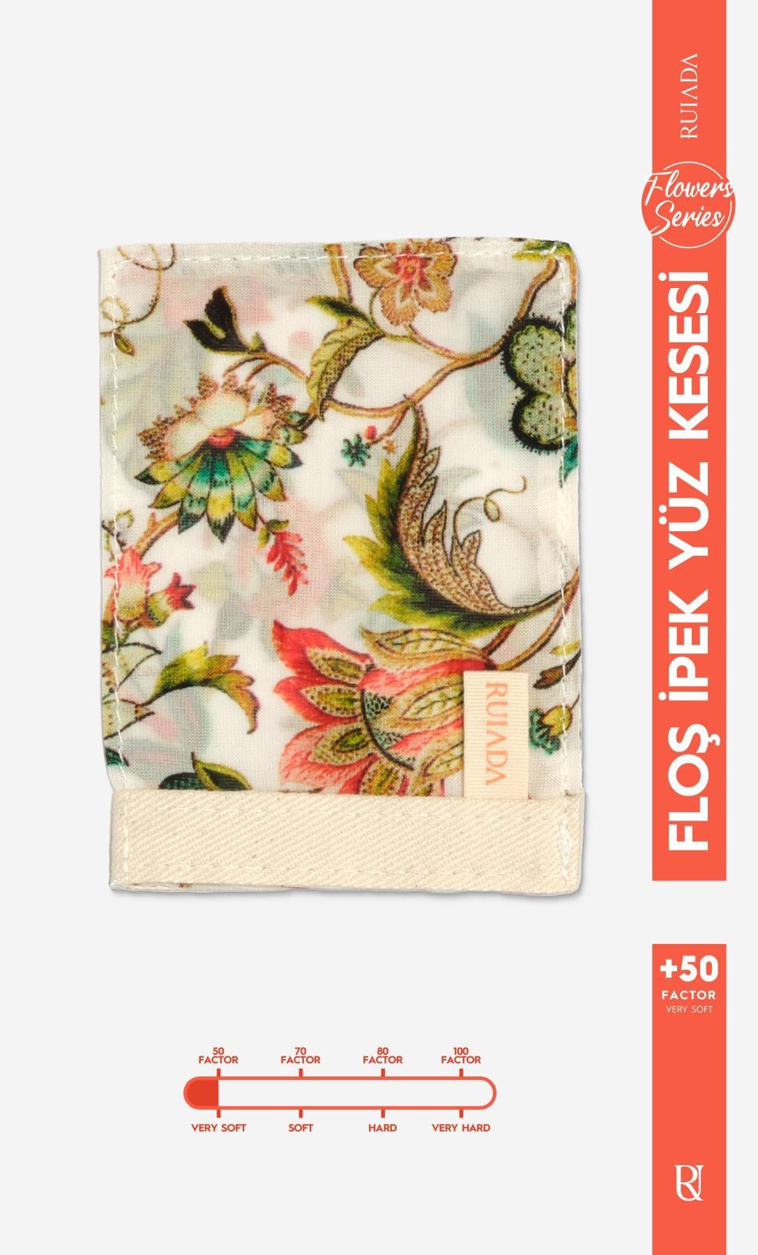 Flowers Series 50 Factor Yüz Kesesi %100 Floş İpek (ORANGE)
