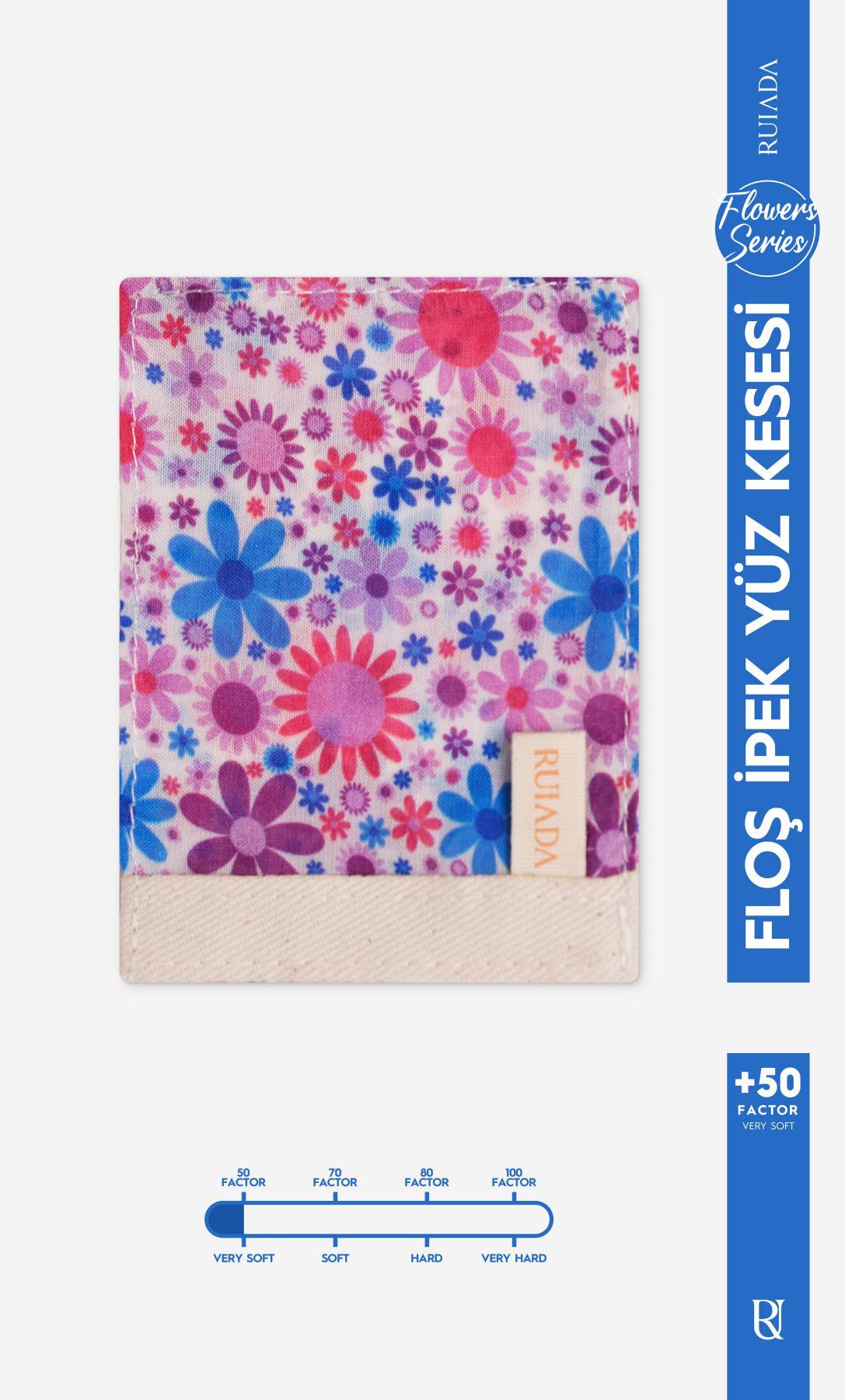 Flowers Series 50 Factor Yüz Kesesi %100 Floş İpek (TUQUAISE)
