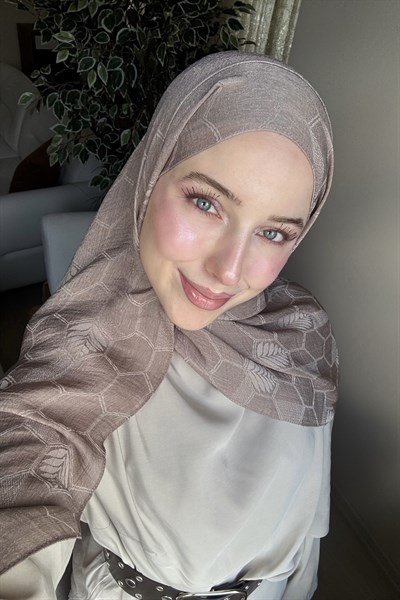  LUNA BAŞAK JAKARLI VİZON RENGİ ŞAL