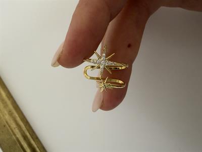 Çift Yıldız Earcuff /Altın Kaplama