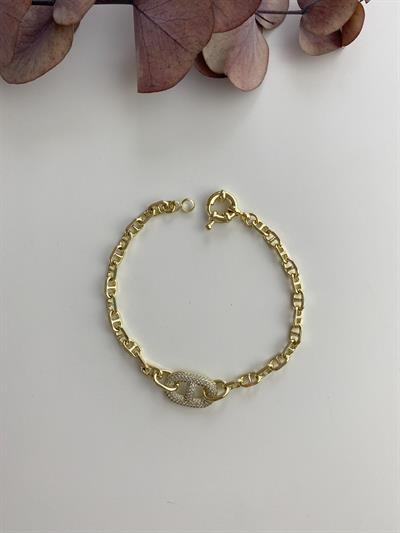 Oval Taşlı Geçmeli Bileklik /Xp