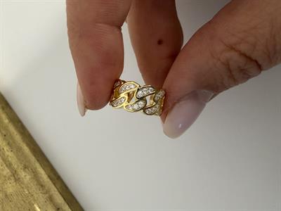 Taşlı Zincir Earcuff /Altın Kaplama