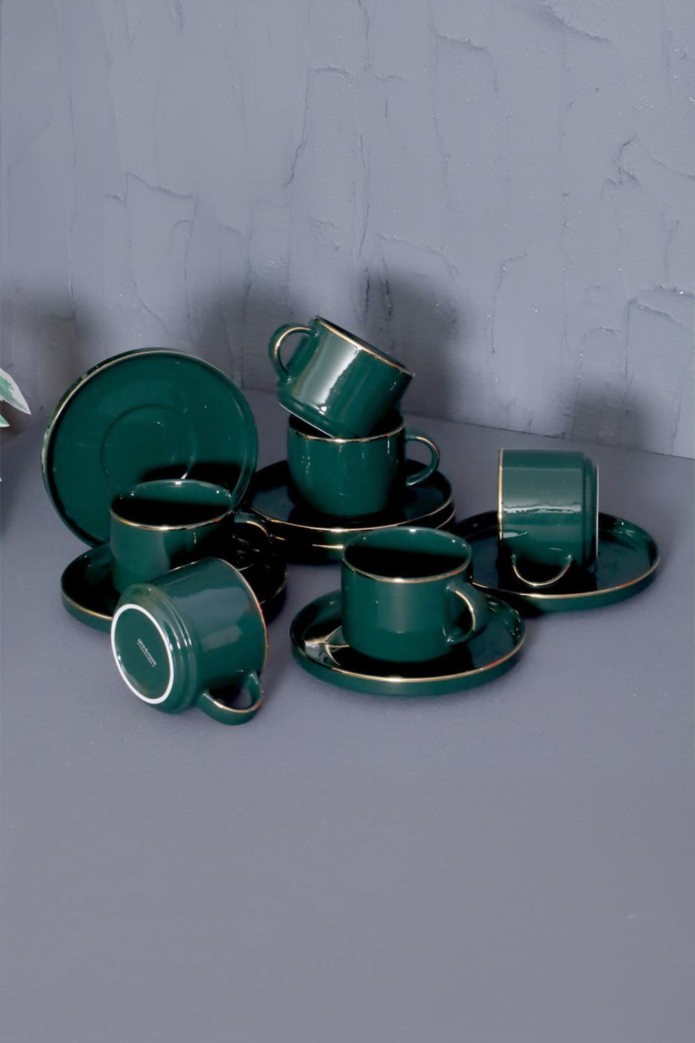 Arow x Pink and More TR-3076 12 Parça 6 Kişilik Porselen Nescafe Fincan Takımı