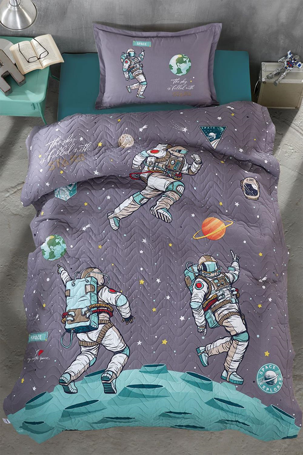 Clasy Space Antrasit Tek Kişilik Genç %100 Pamuk Dört Mevsim Set