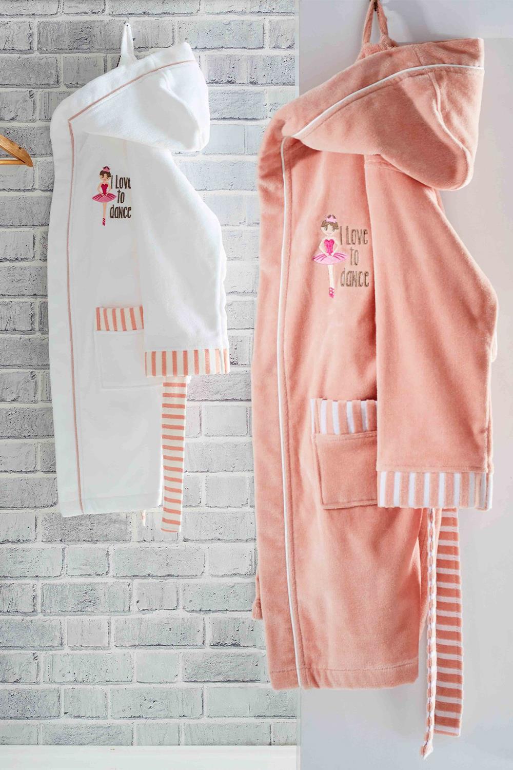 Ecocotton Balerin Pudra 7/8 Yaş Organik Çocuk Bornoz