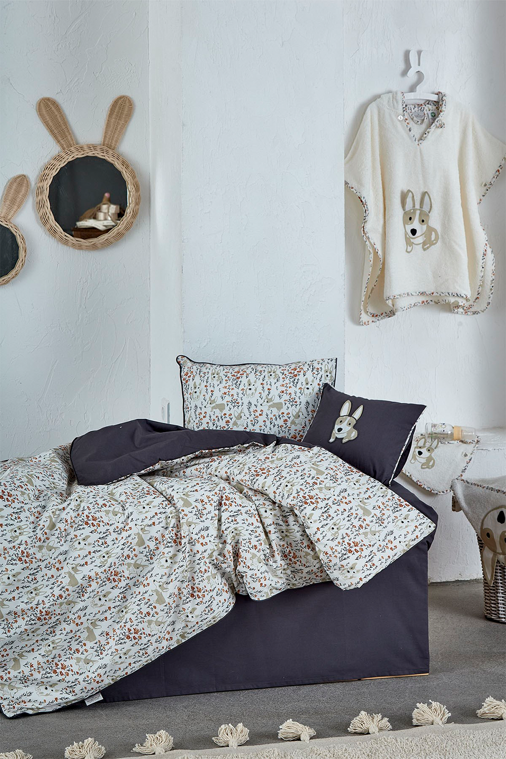 Ecocotton Dogi Antrasit Organik Bebek Nevresim Takımı