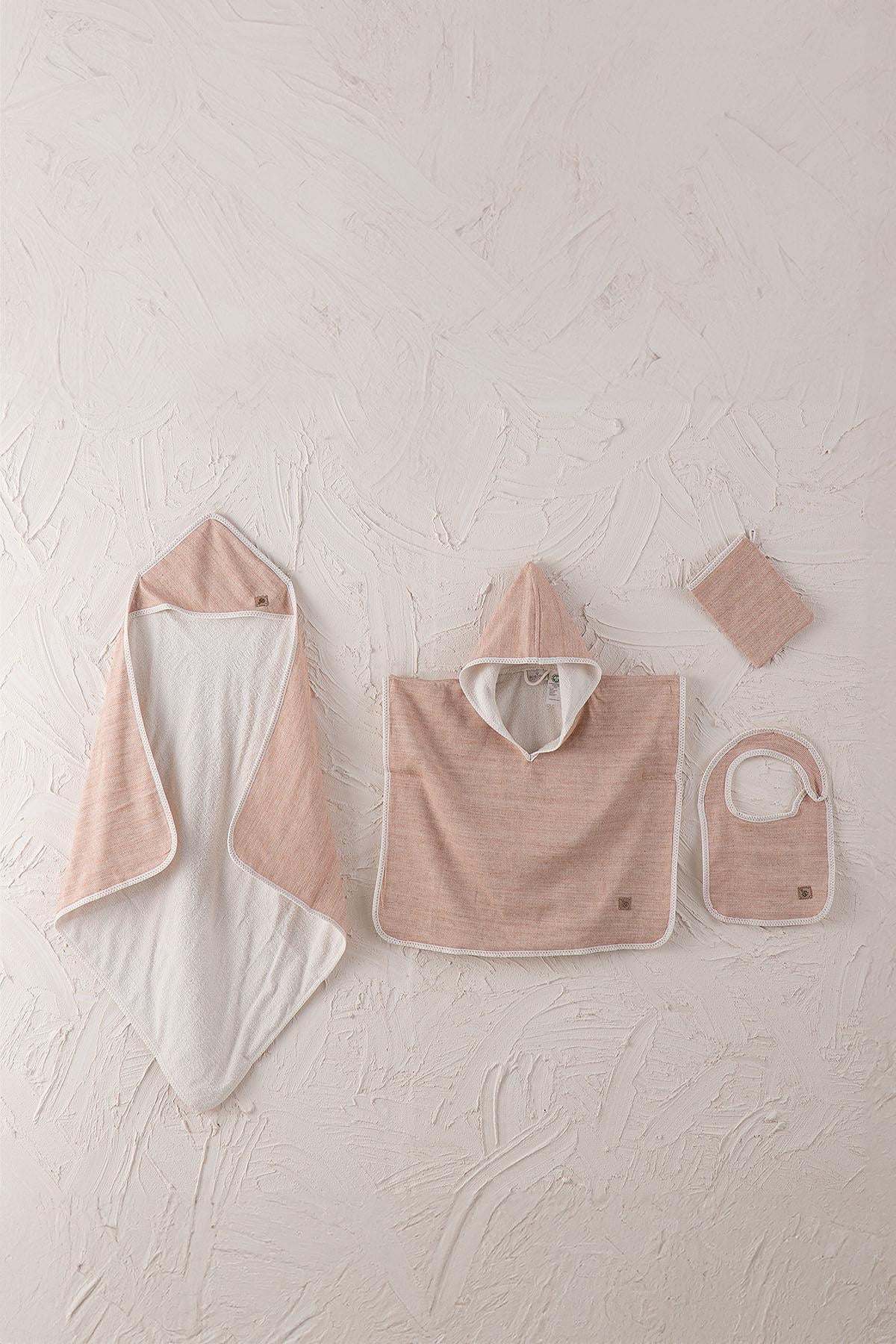 Ecocotton Hasna Terra 2-5 Yaş %100 Organik Pamuk Keten Melanj 4' lü Bebek Panço Seti
