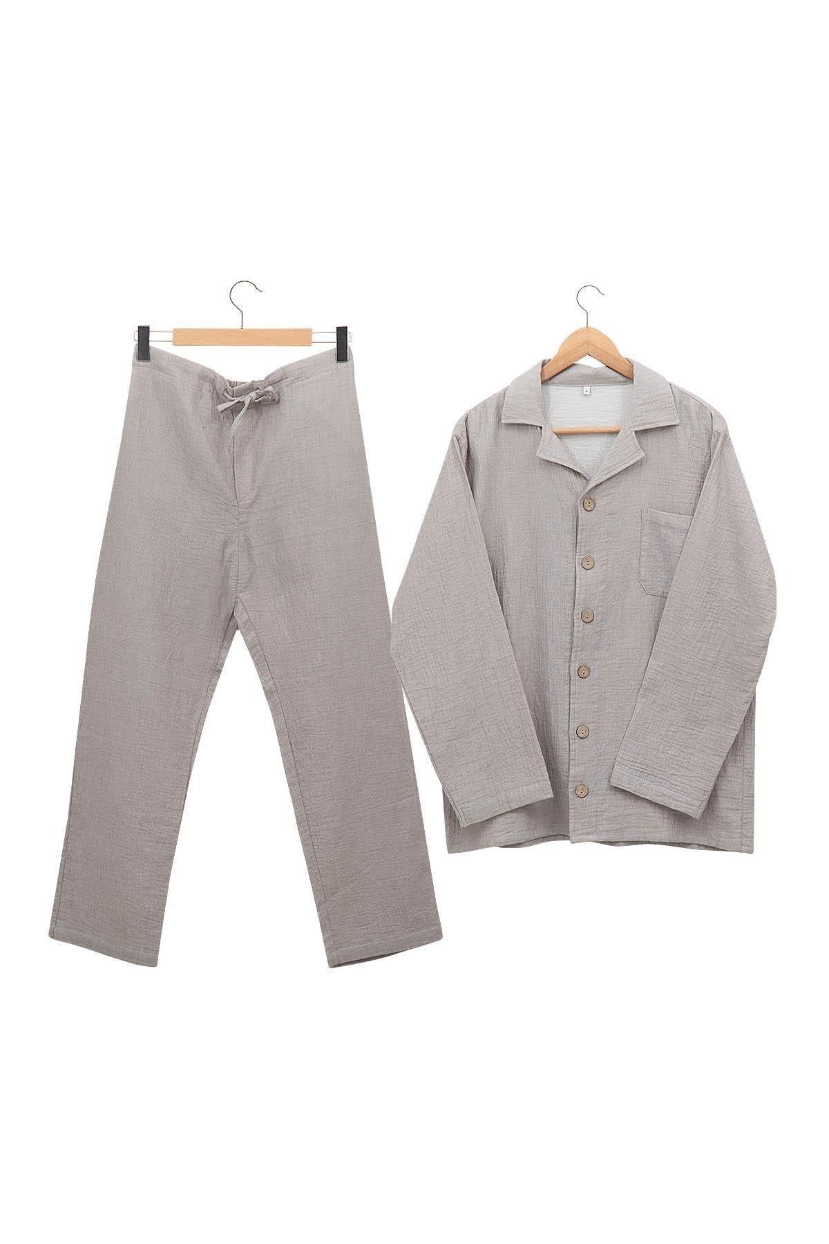 Ecocotton Melsa Yeşil/Bej %100 Organik Pamuk Müslin 