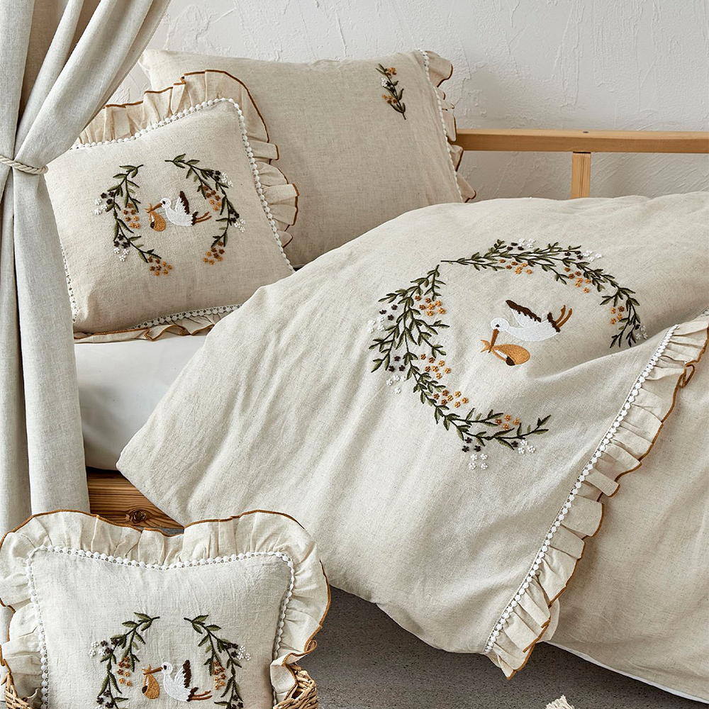Ecocotton Polina Bej Organik Bebek Nevresim Takımı