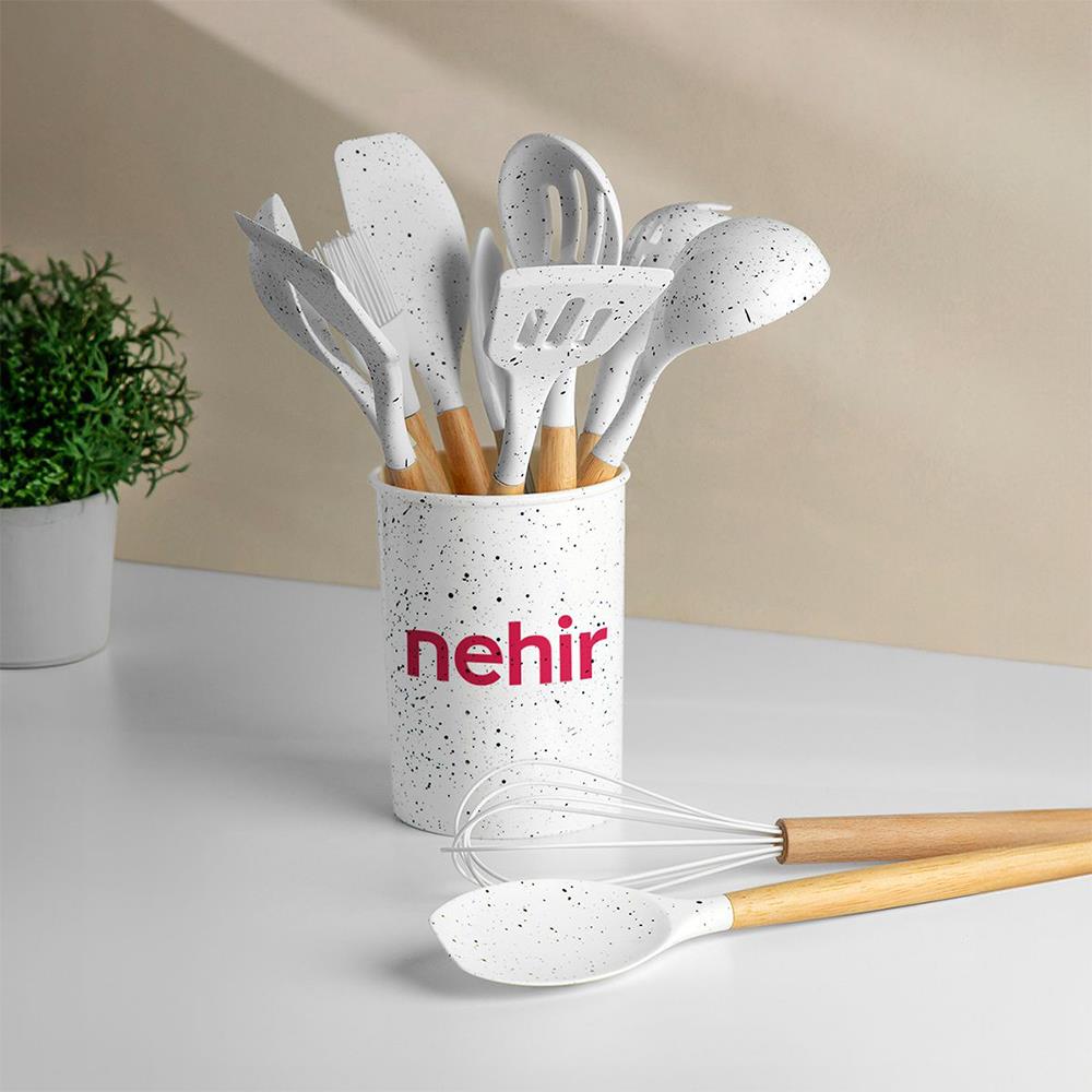 Nehir Angela Ahşap Silikon 12 Parça Servis Takımı