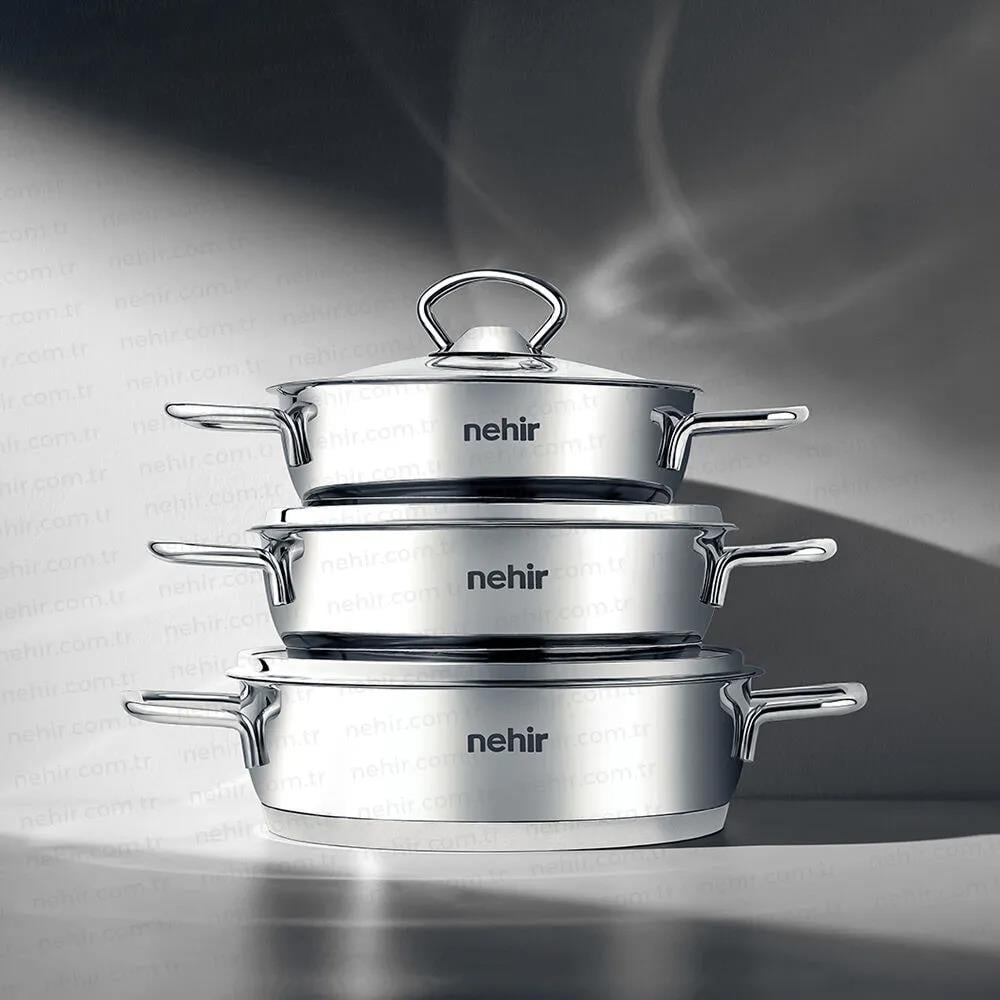 Nehir Silver 6 Parça Çelik Sahan Seti