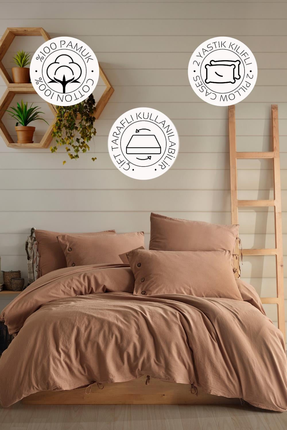 Novella Home Monarch Kahve Tek Kişilik %100 Pamuk Yıkamalı Nevresim Takımı