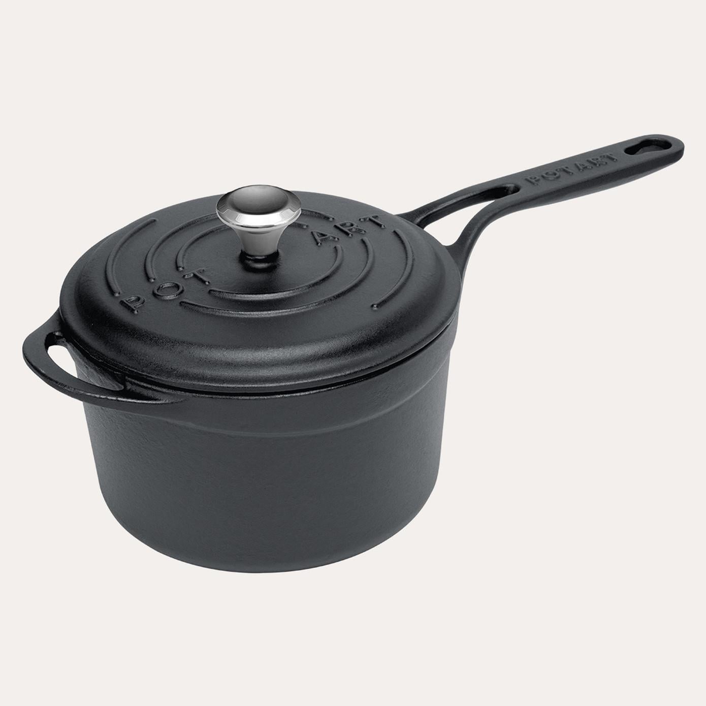 Pot Art Mat Siyah Yuvarlak Döküm Sos Tencere 18 cm 2,5 lt