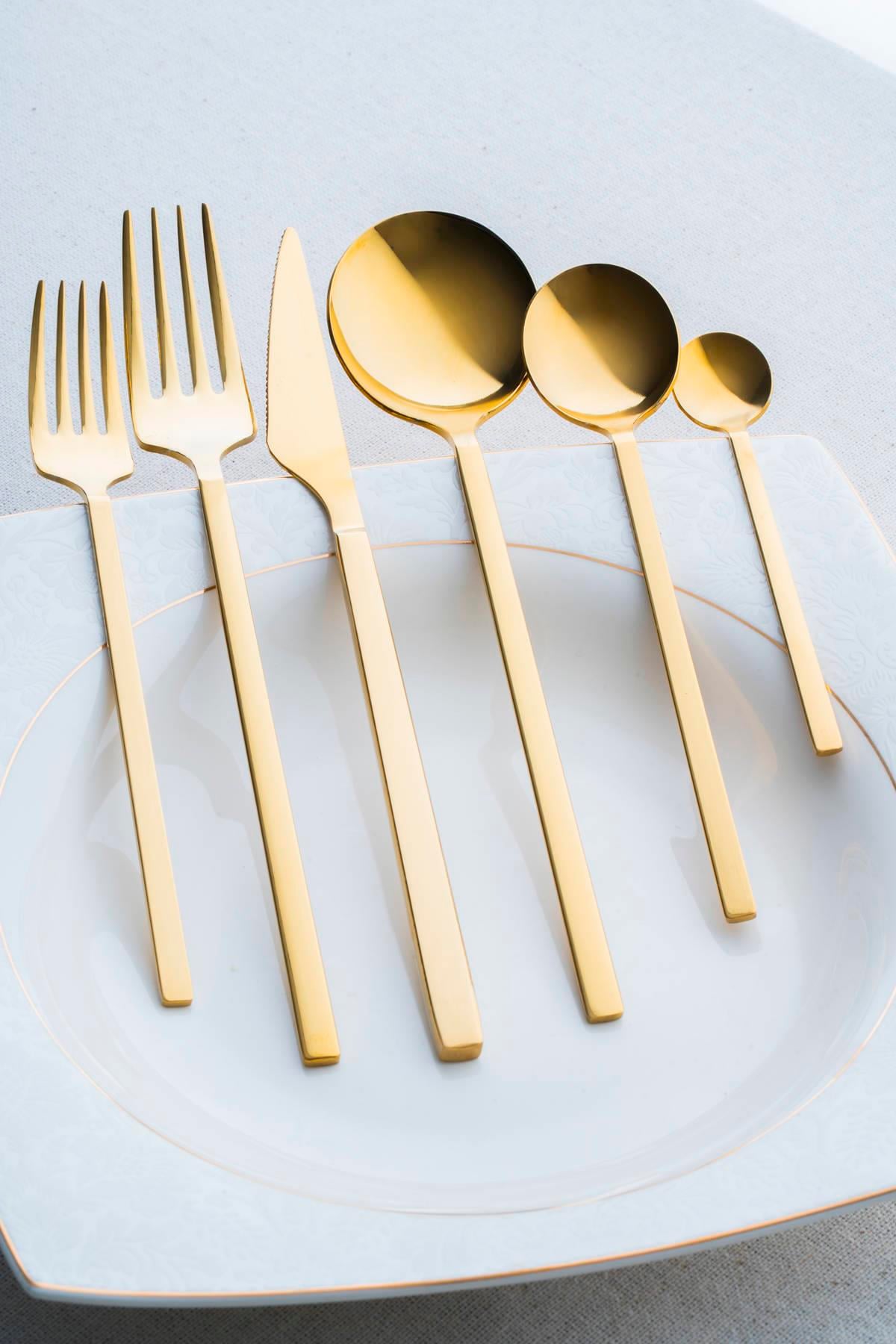 Acar Camila Gold 72 Parça 12 Kişilik Çatal Kaşık Bıçak Takımı
