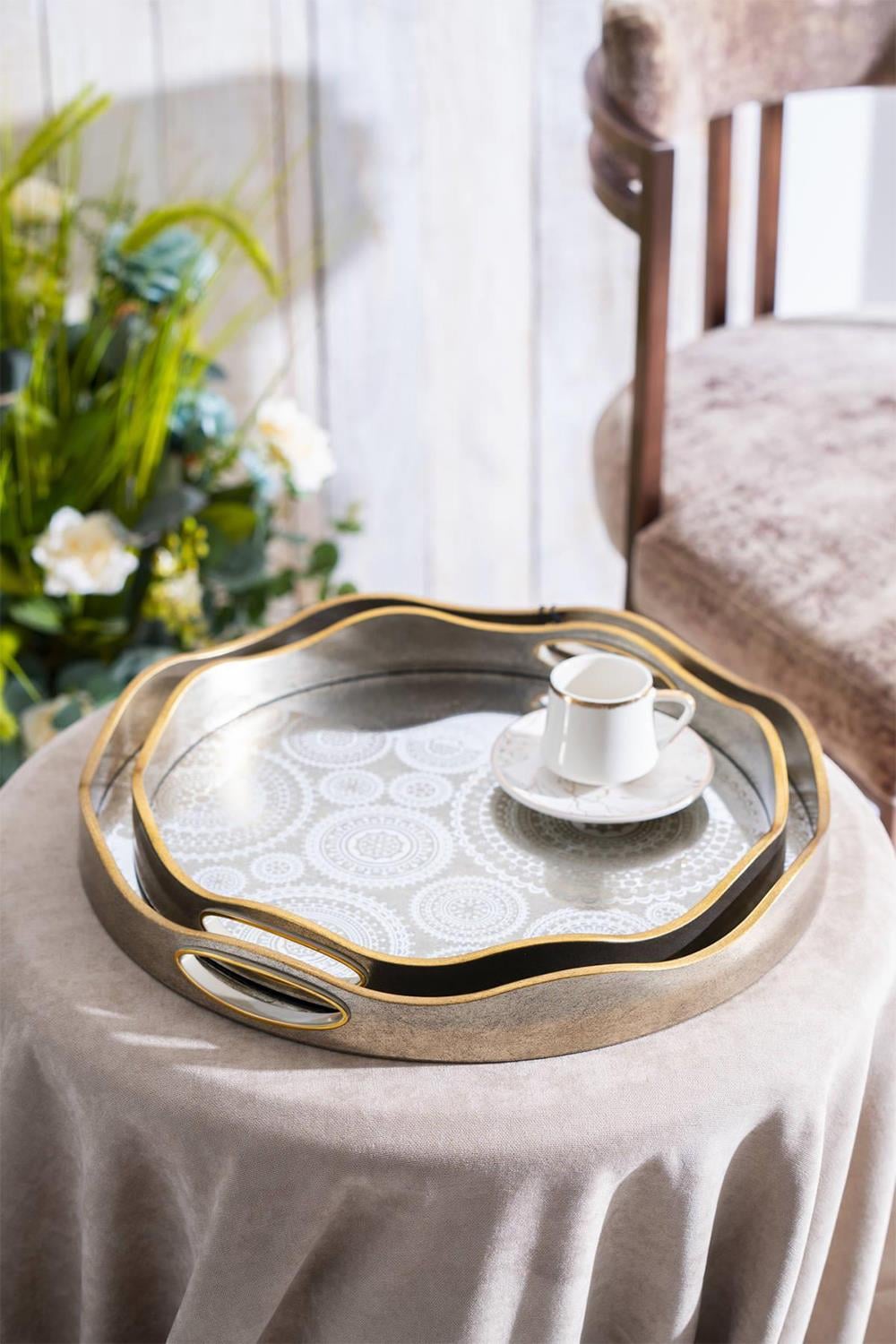 Acar Cora 2'li Bronz Cam Tepsi 39.5/34 cm