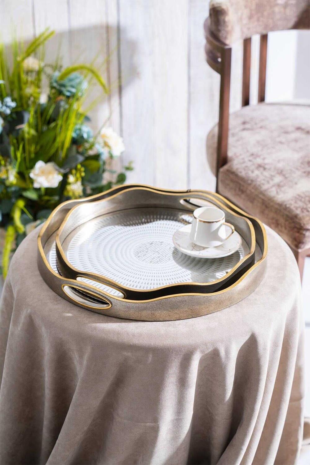 Acar Zoey 2'li Bronz Cam Tepsi - 39.5*34 cm