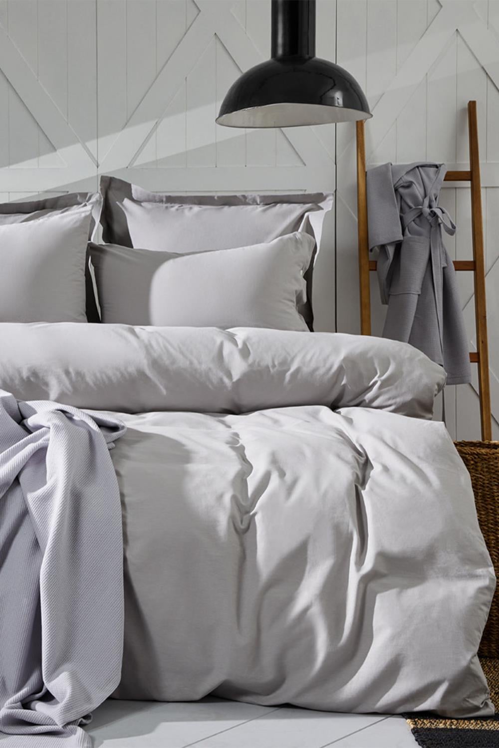Apricitas Home Essential Gri Çift Kişilik %100 Pamuk Nevresim Takımı