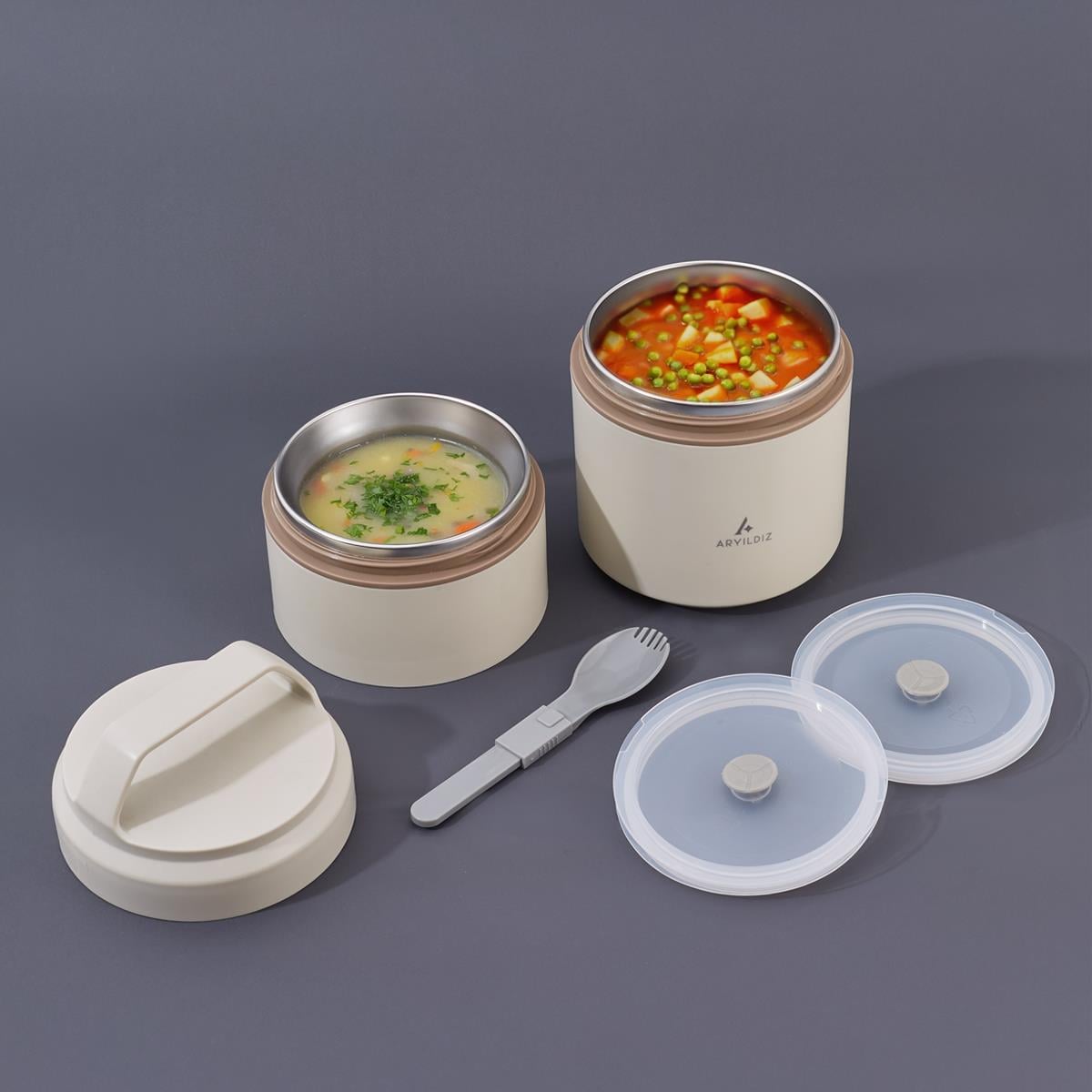 Aryıldız Bento Beige Katlı Lunch Box 1200 ml