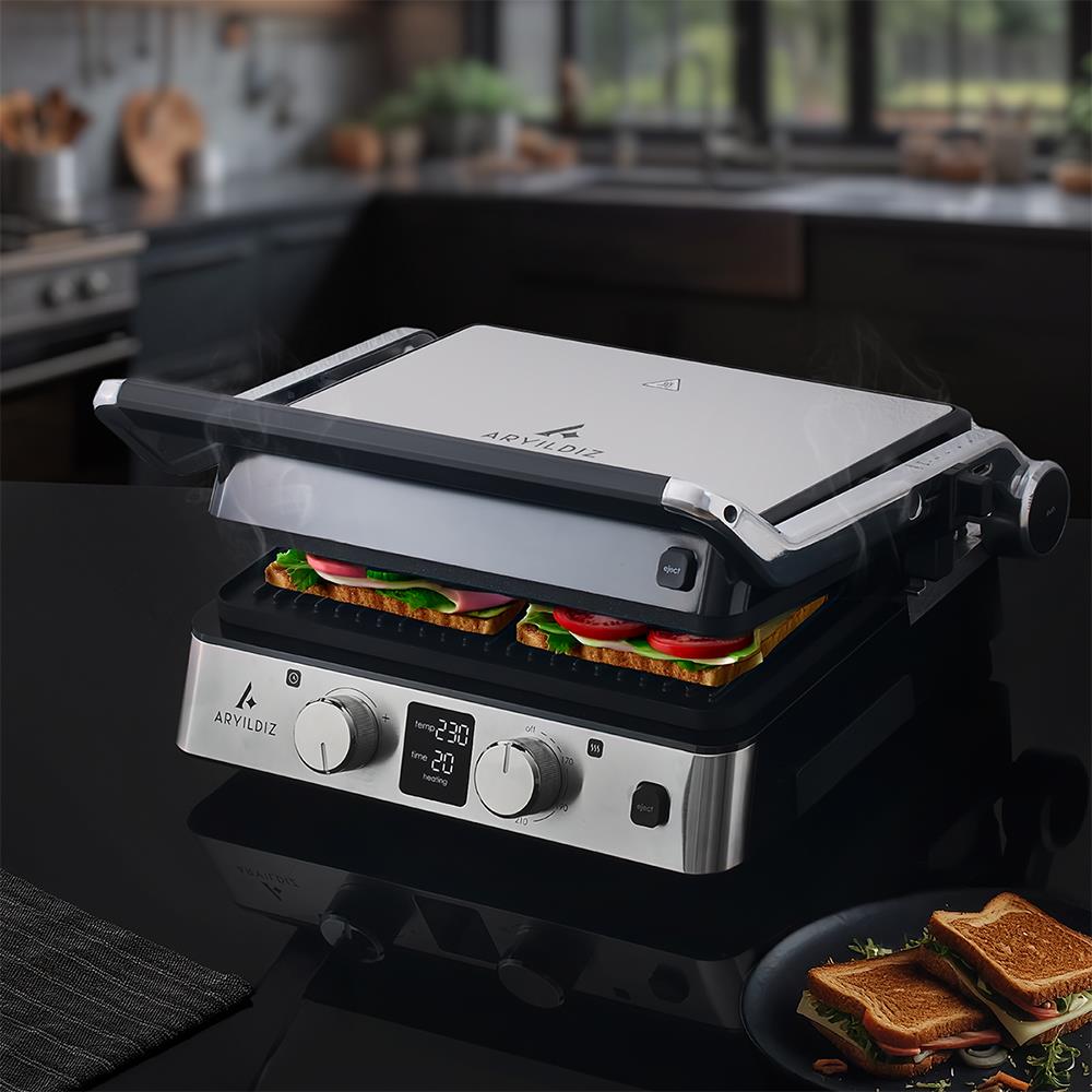 Aryıldız Deluxe Grill Dijital Ekranlı Tost Makinesi 2200 W